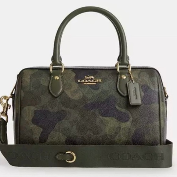 Coach Handbags - Coach NWT Green Camouflage Rowan Satchel Bag